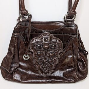 Brighton Katrina Masterpiece Collection Brown Leather 3D Shoulder Bag Purse